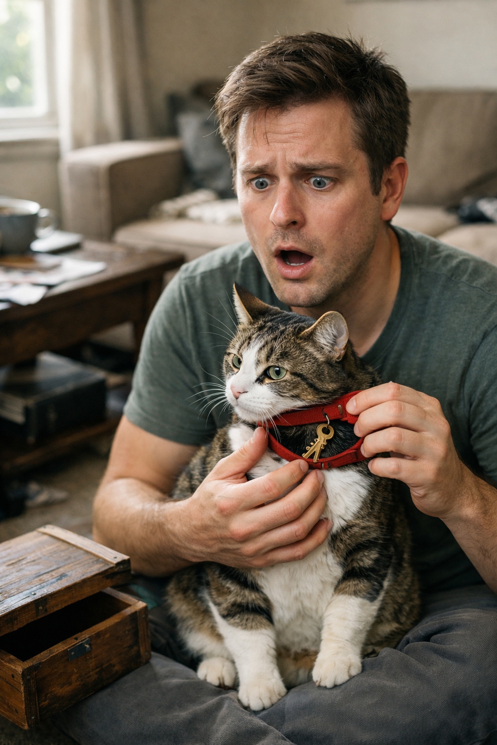 My neighbor asked me to take care of his cat and then disappeared — later, I found a KEY hidden in the collar and almost fainted when I uncovered the truth.