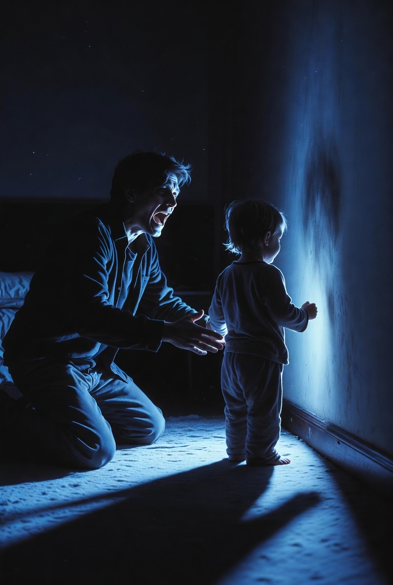 A baby pressed his face against the wall every hour